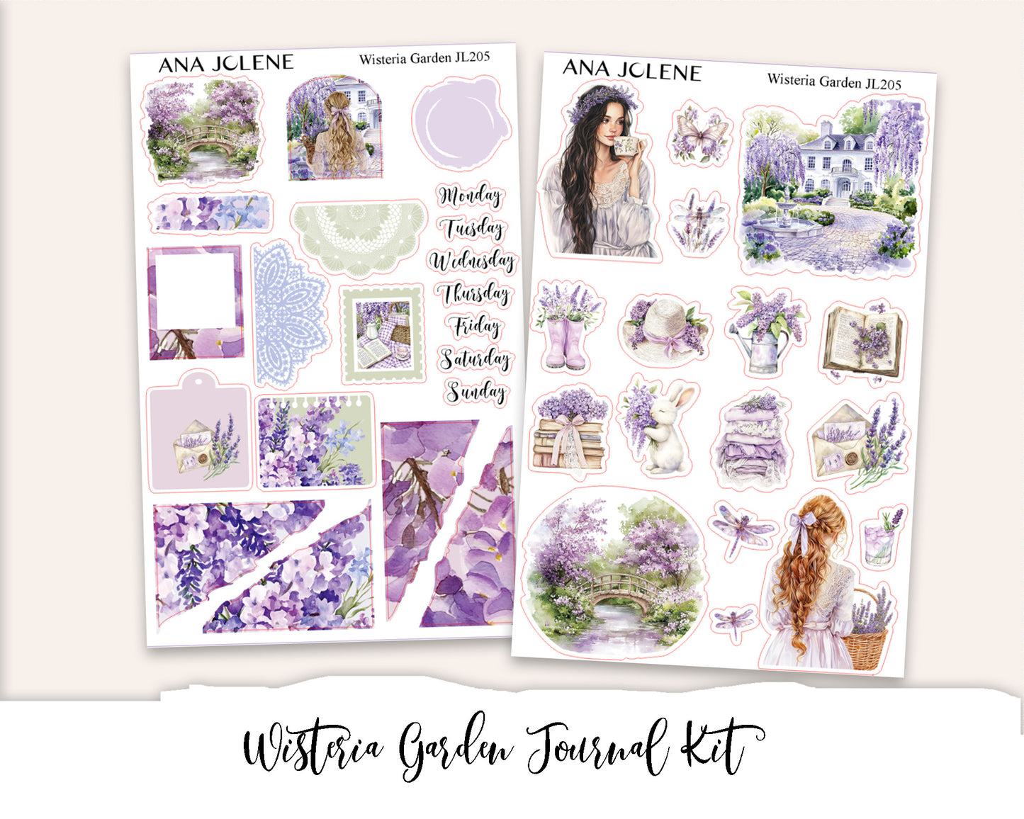 WISTERIA GARDEN  Planner Sticker Kit (Vertical Weekly)