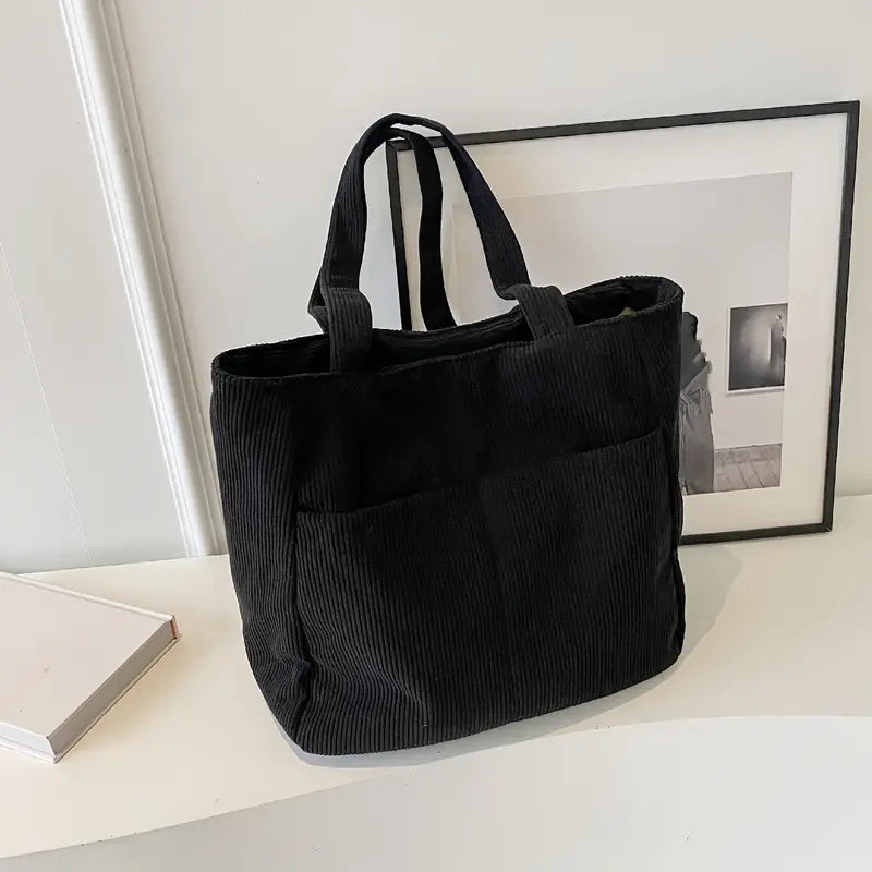 *ONLY 1 LEFT* Pepper Corduroy Journaling/Planner Tote Bag