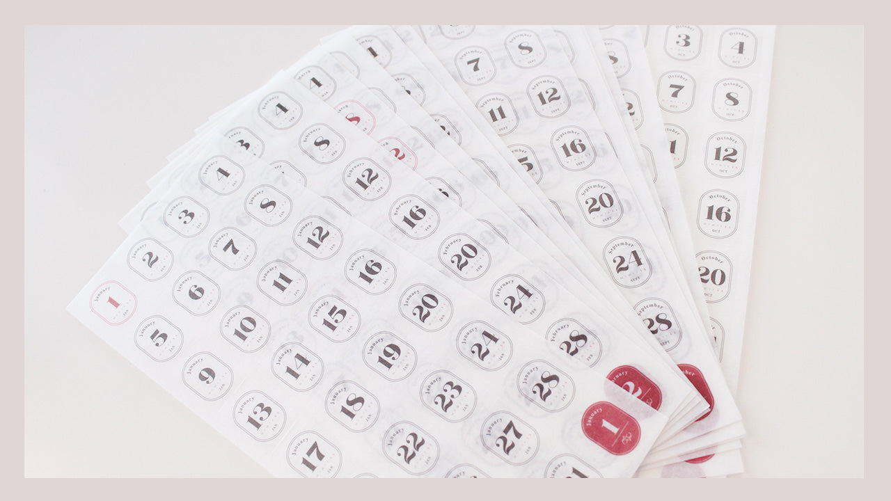 Washi-Style Date Numbers Sticker Pack