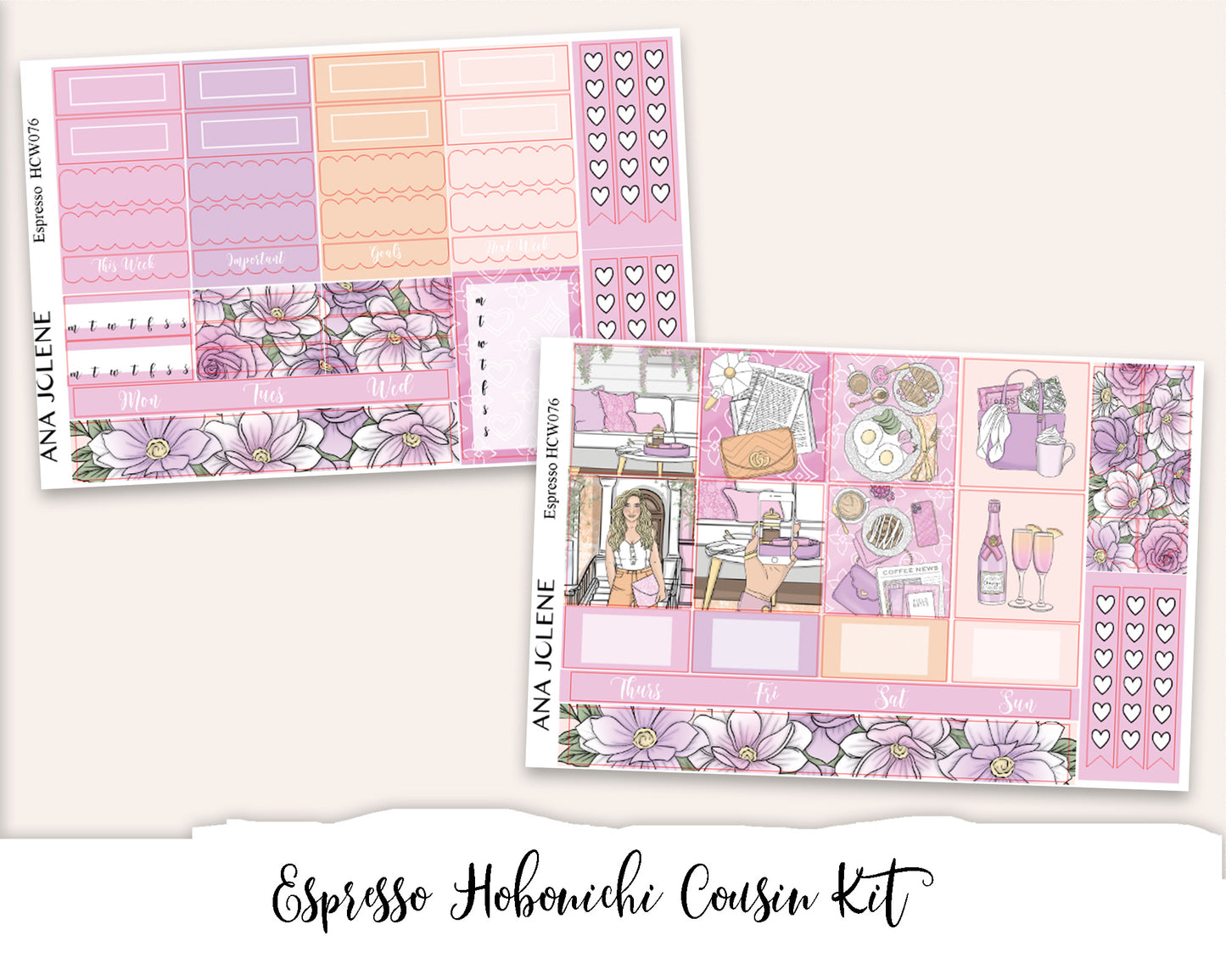 ESPRESSO Hobonichi Cousin Weekly Planner Sticker Kit