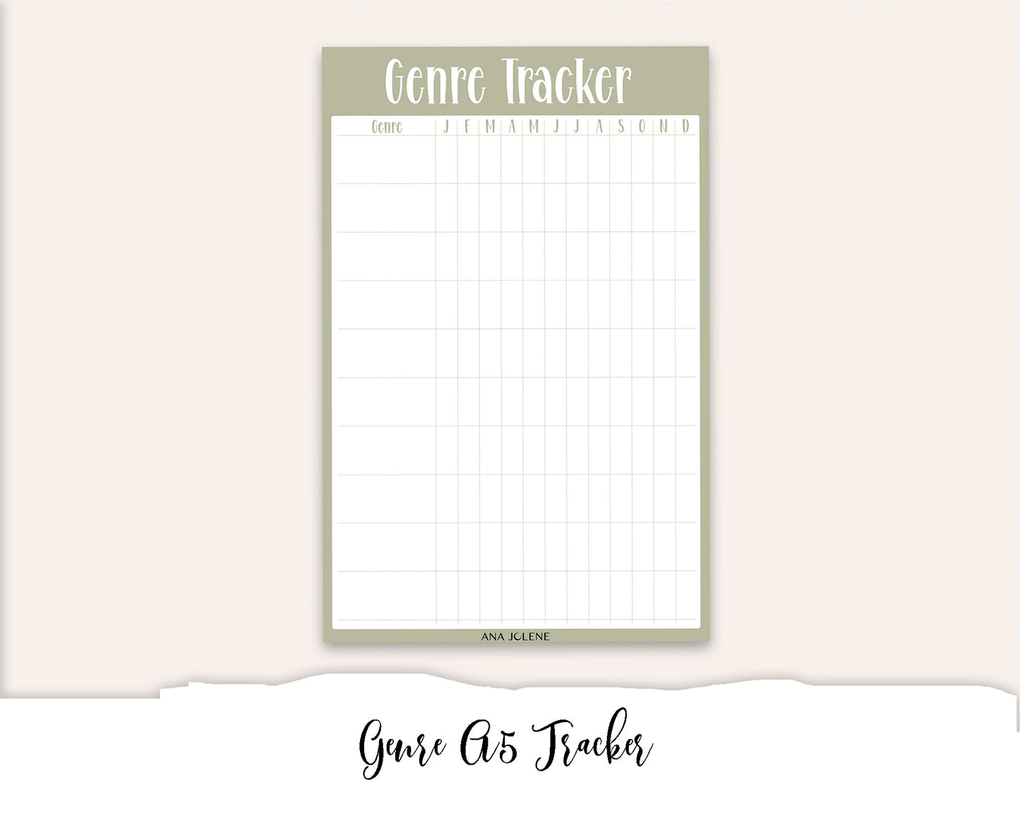Genre Tracker Full Page Sticker - A5 Reading Journal