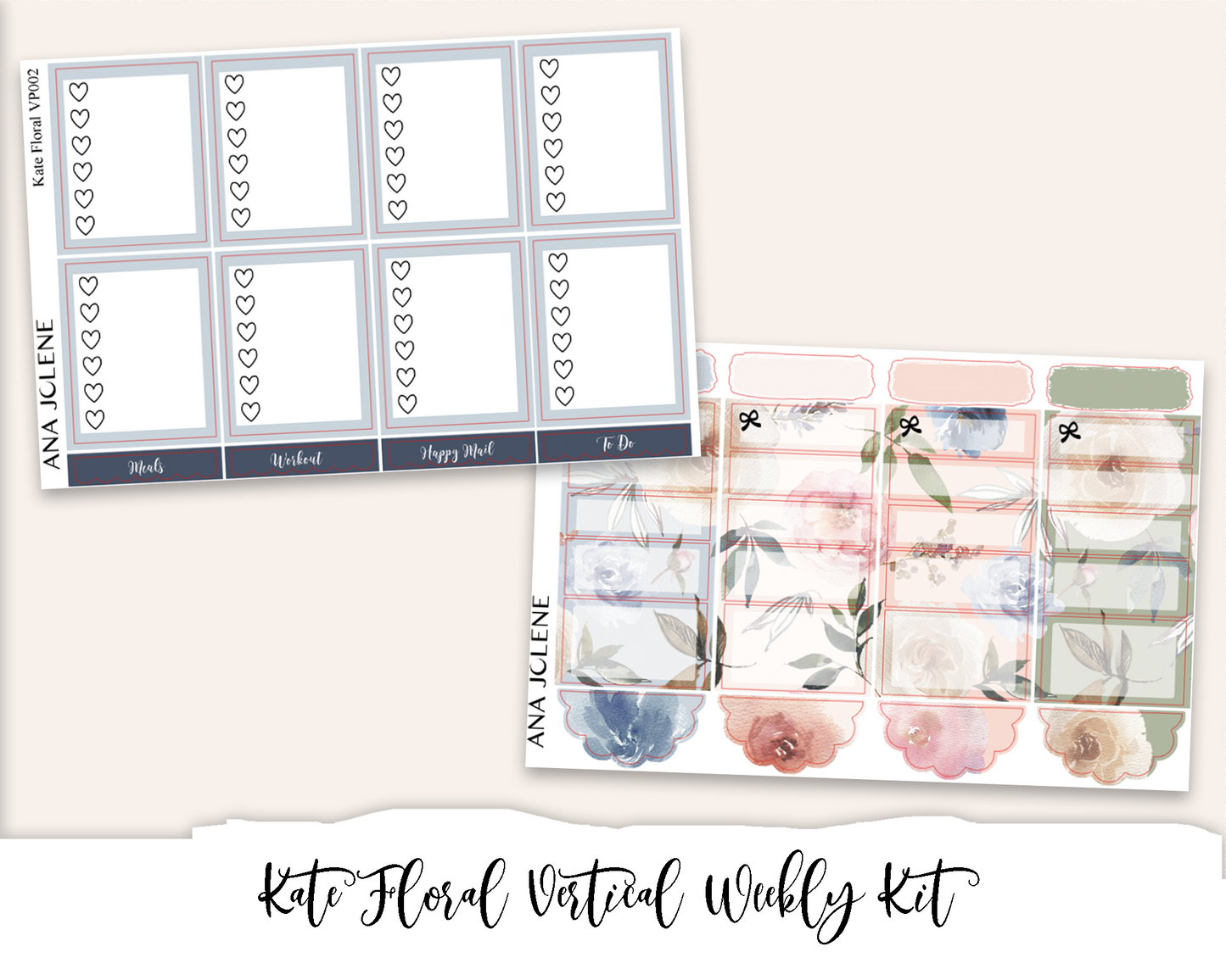 KATE FLORAL Planner Sticker Kit (Vertical Weekly)