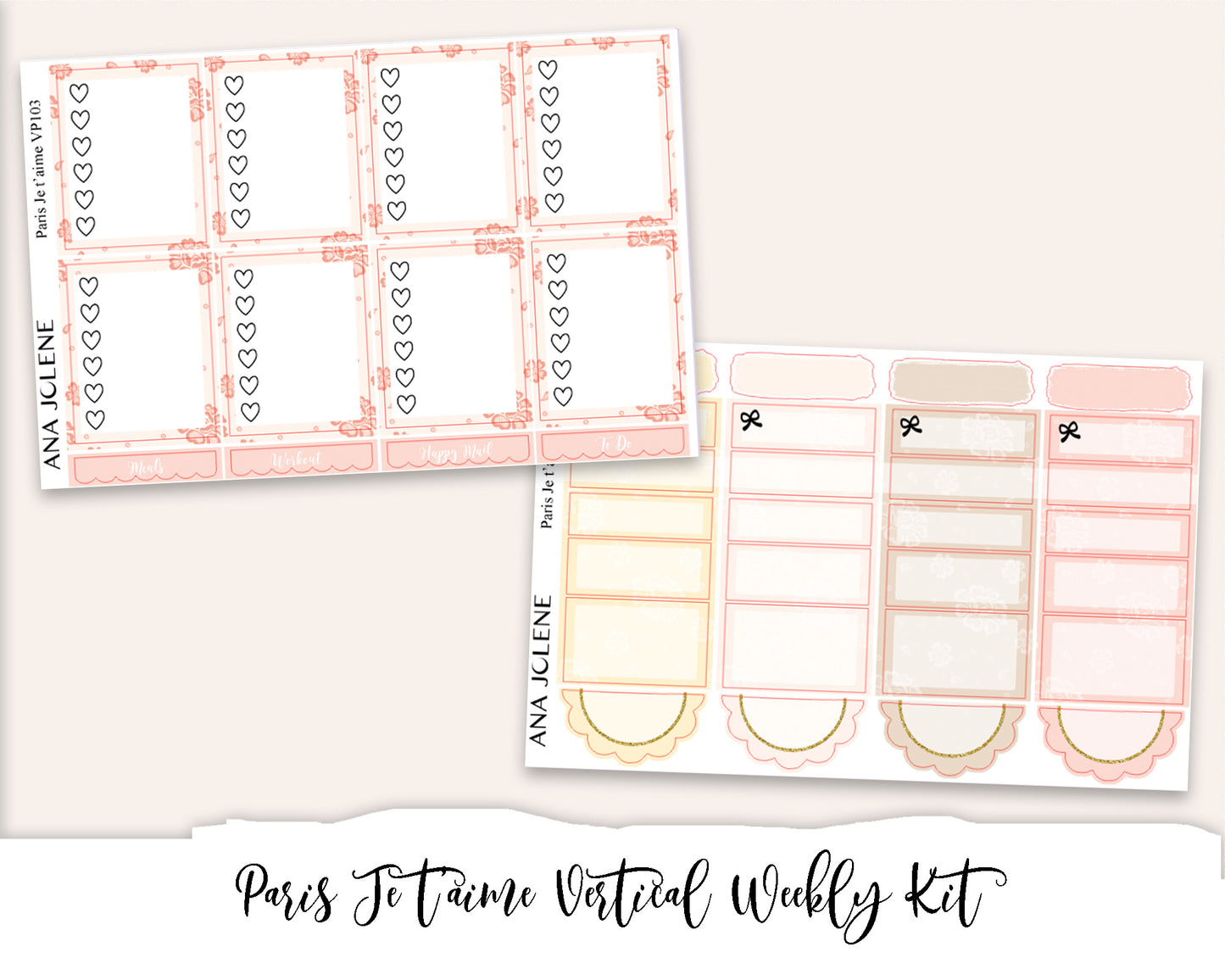 PARIS JE T'AIME Planner Sticker Kit (Vertical Weekly)