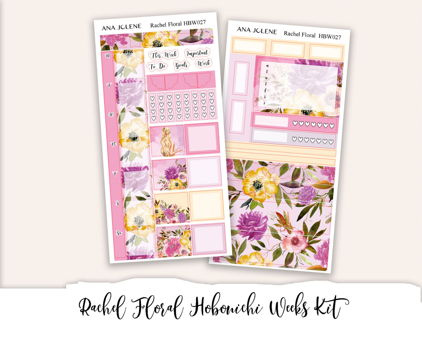 RACHEL FLORAL Hobonichi Weeks Planner Sticker Kit