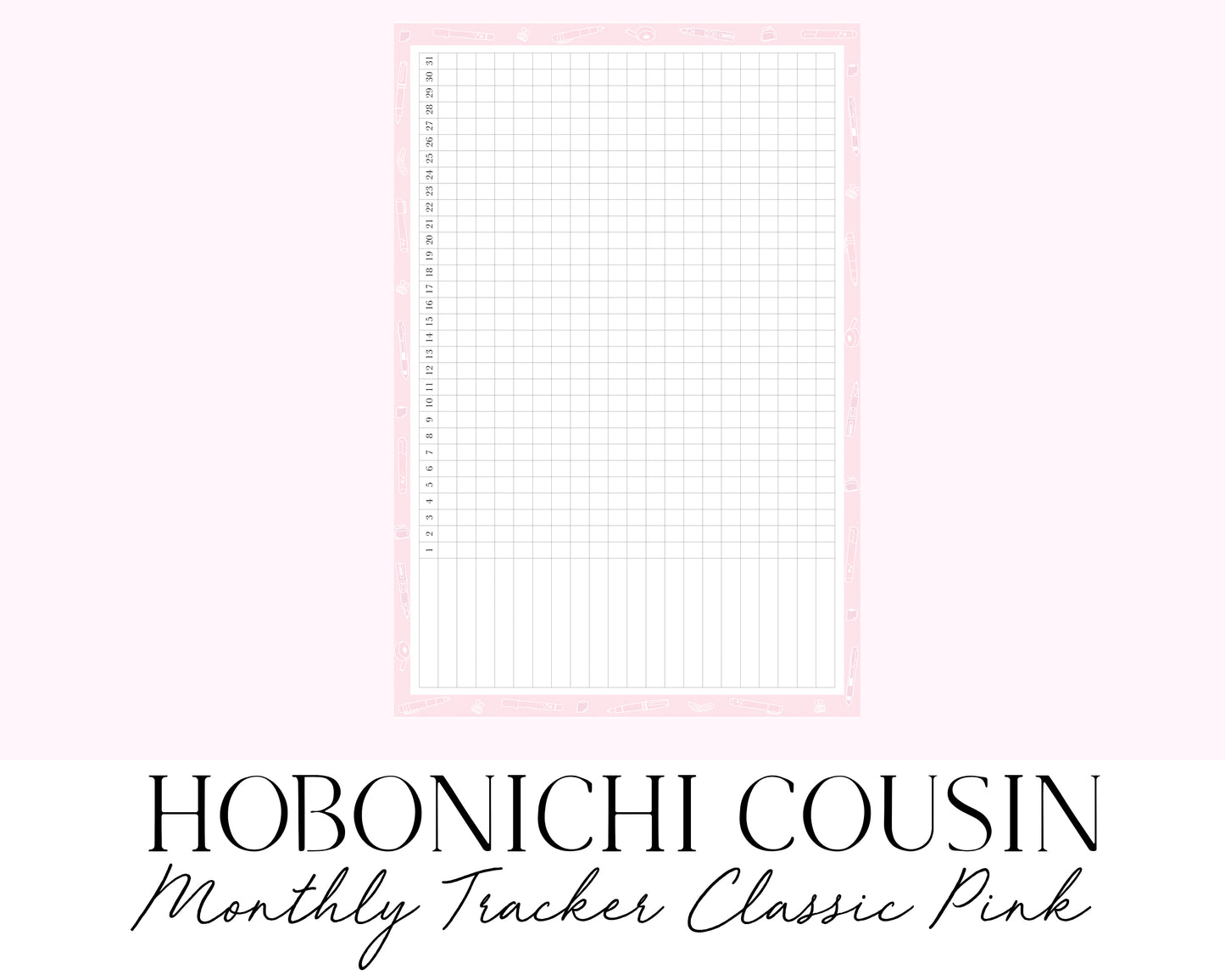 Hobonichi Cousin A5 Monthly Habit Tracker Classic Pink (Full Page Printable Stickers)