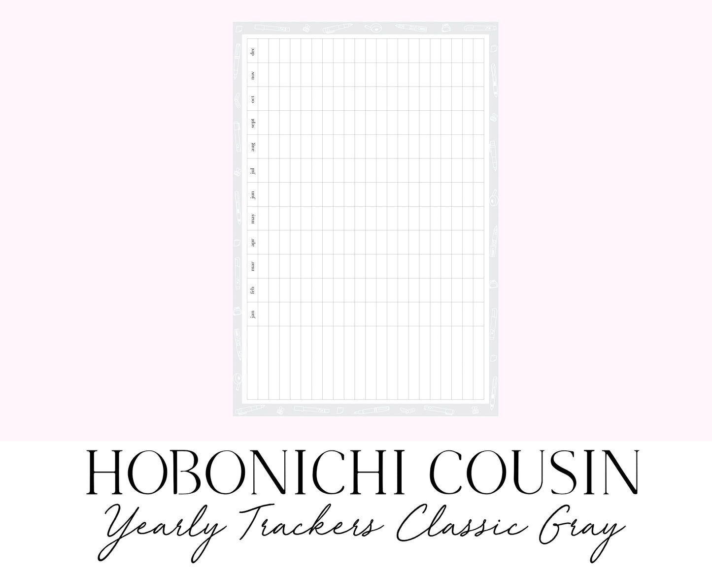 Hobonichi Cousin A5 Yearly Habit Tracker Classic Gray (Full Page Printable Stickers)
