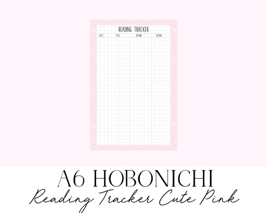 A6 Hobonichi Reading Tracker Cute Pink (Full Page Printable Stickers)