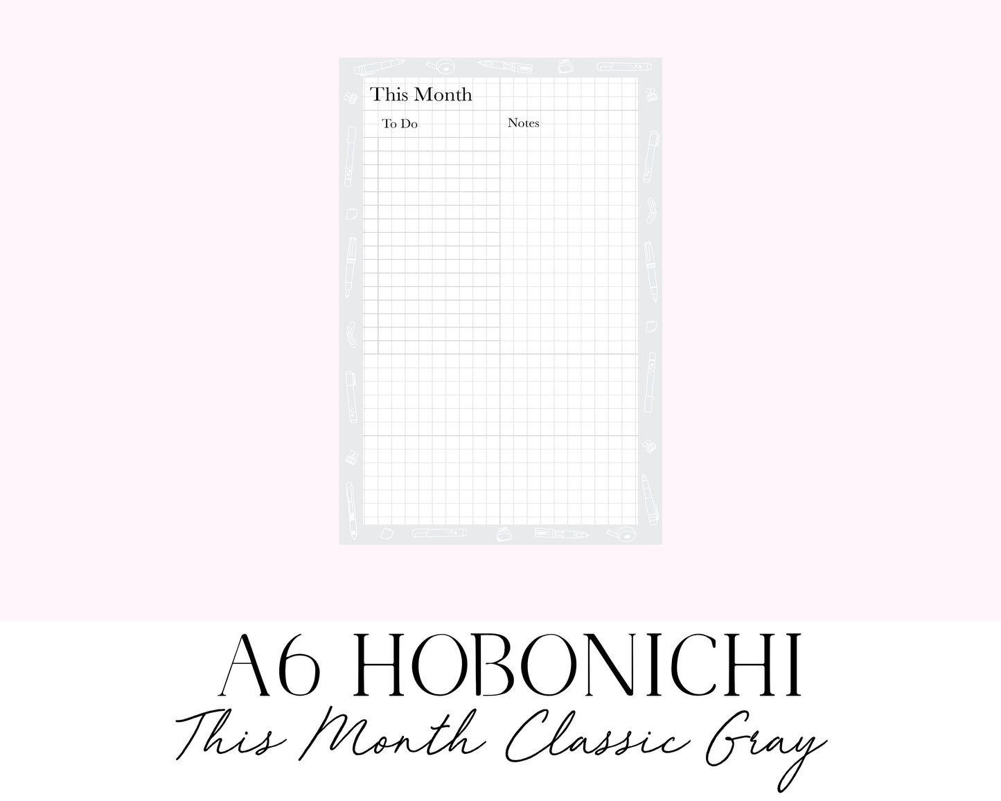 A6 Hobonichi This Month Classic Gray (Full Page Printable Stickers)