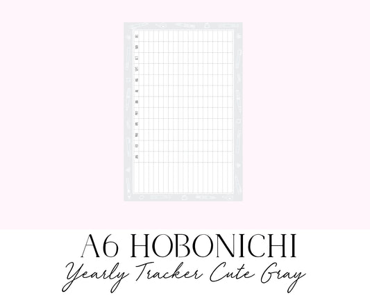 A6 Hobonichi Yearly Tracker Cute Gray (Full Page Printable Stickers)