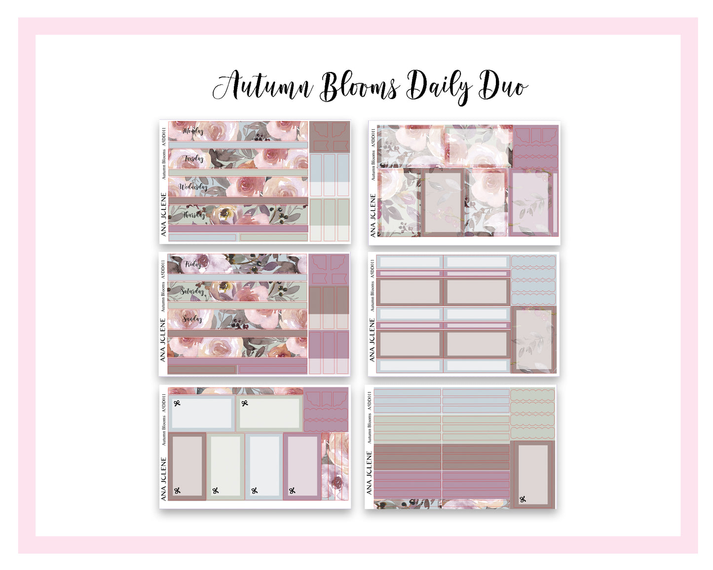 AUTUMN BLOOMS EC A5 Daily Duo Planner Sticker Kit (Erin Condren)