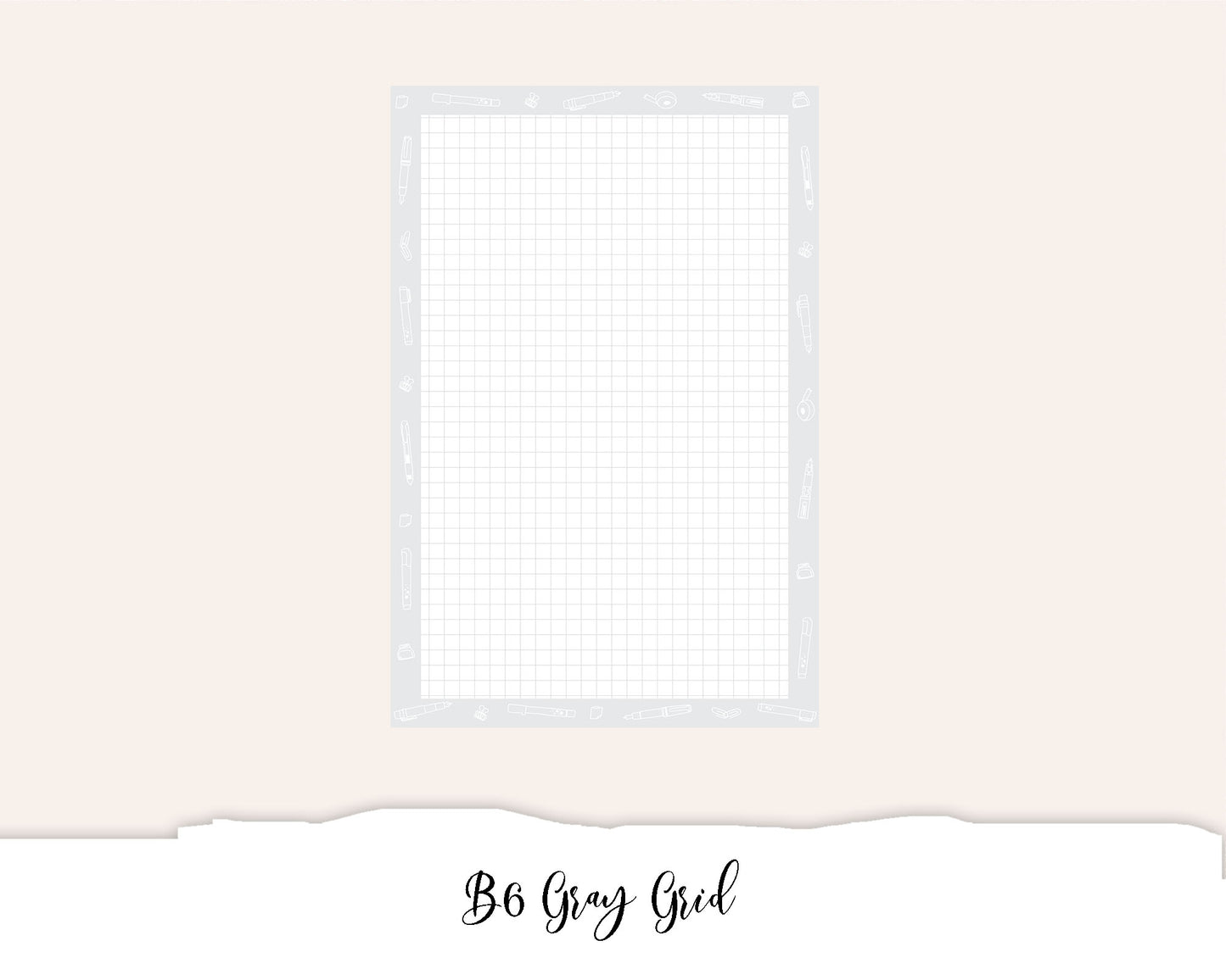 B6 Gray Grid (Full Page Printable Stickers)
