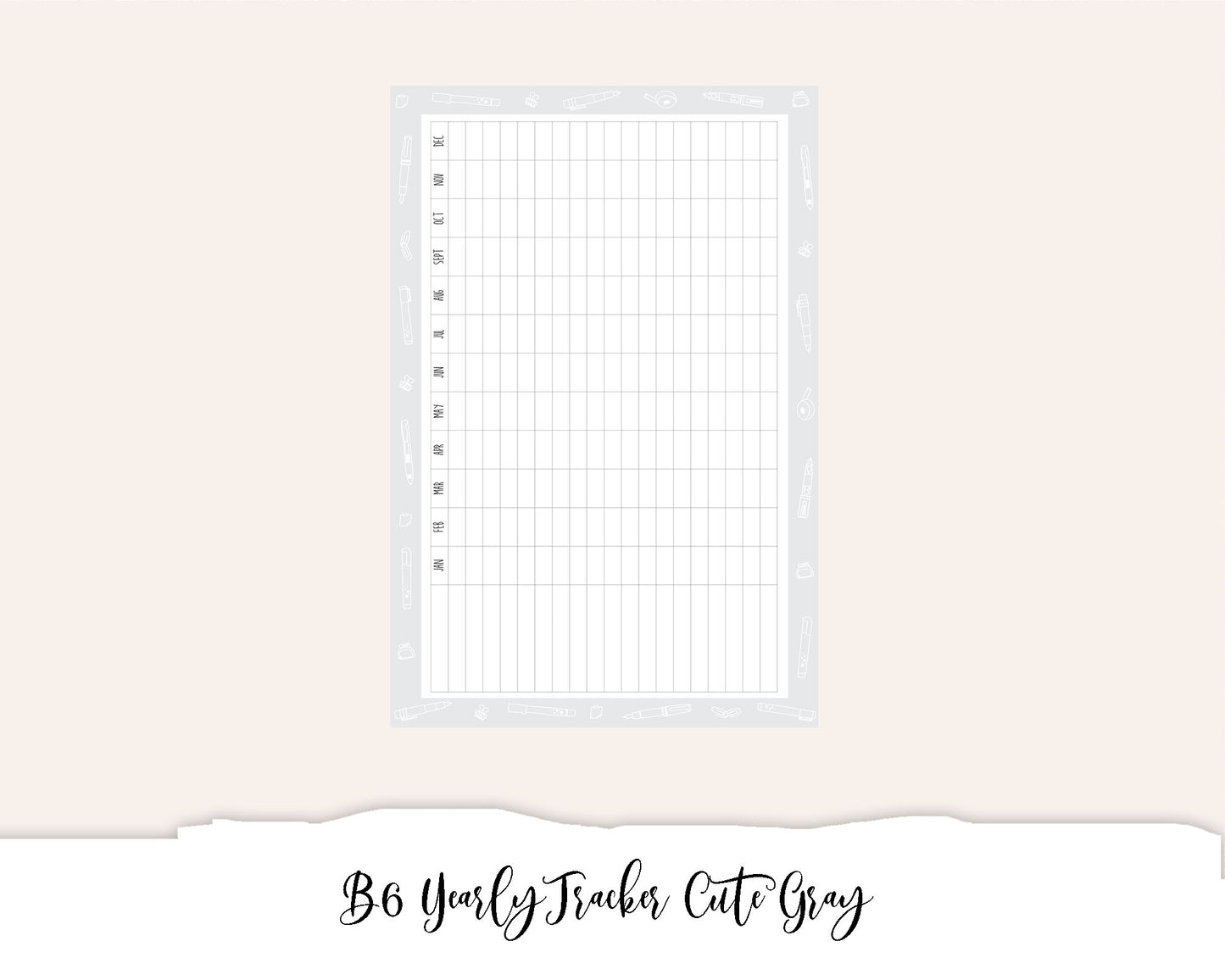 B6 Monthly Tracker Cute Gray (Full Page Printable Stickers)