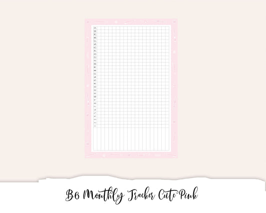 B6 Monthly Tracker Cute Pink (Full Page Printable Stickers)