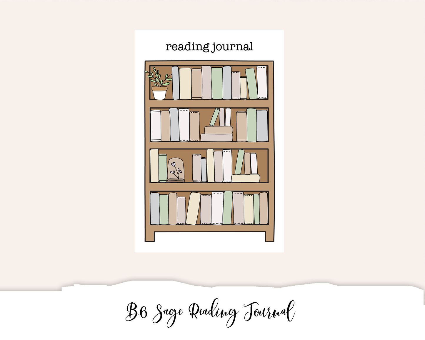B6 Sage Reading Journal (Full Page Printable Stickers)