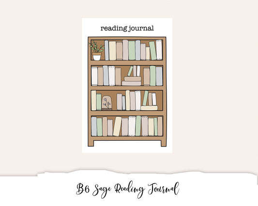 B6 Sage Reading Journal (Full Page Printable Stickers)