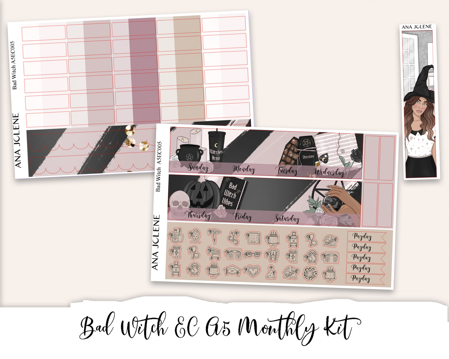 BAD WITCH EC A5 Monthly Planner Sticker Kit