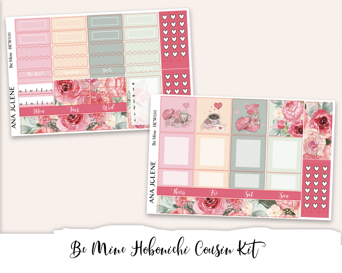 BE MINE Hobonichi Cousin Weekly Planner Sticker Kit