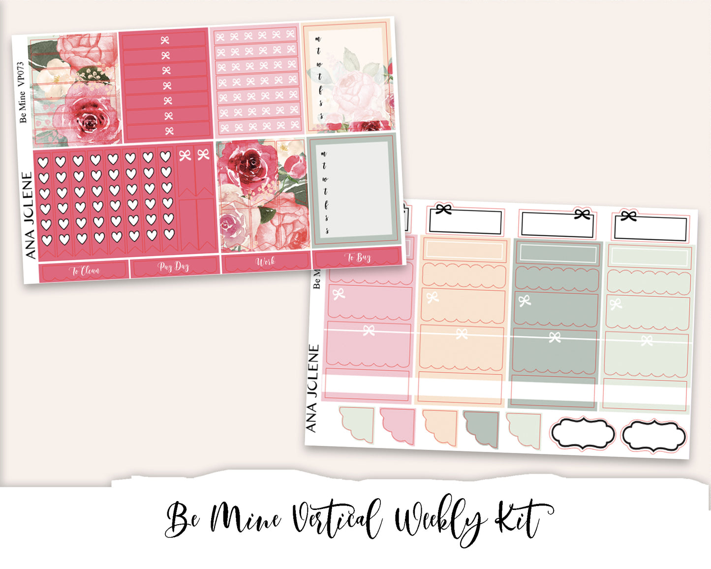 BE MINE Planner Sticker Kit (Vertical Weekly)