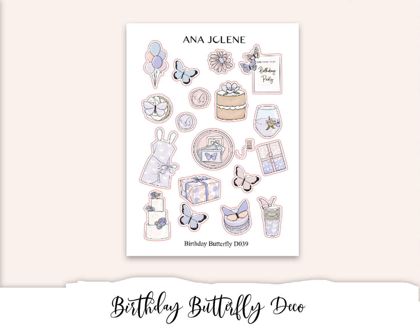 BIRTHDAY BUTTERFLY Planner Sticker Kit (Vertical Weekly)