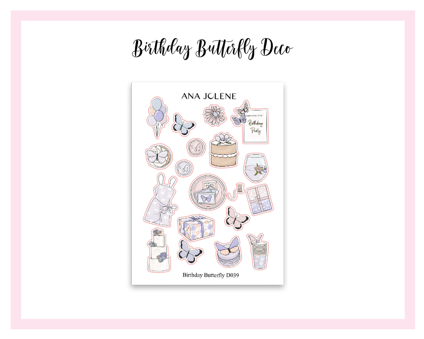 BIRTHDAY BUTTERFLY Monthly Planner Sticker Kit (A5Wide)