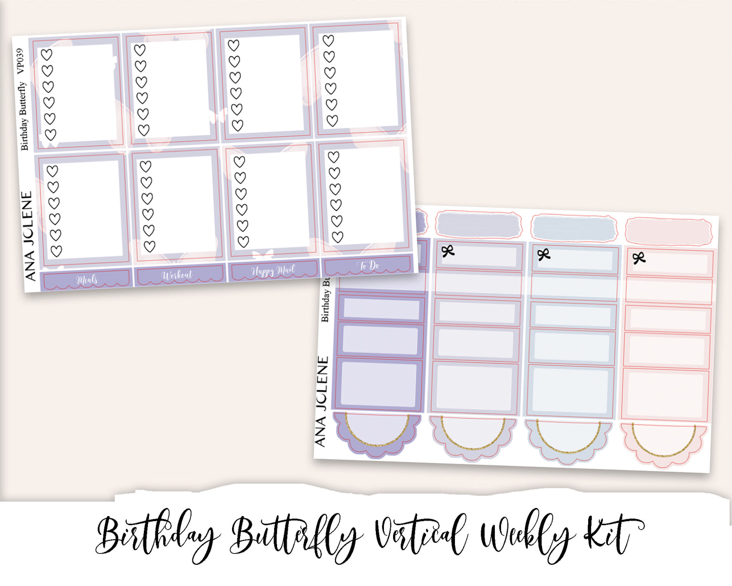 BIRTHDAY BUTTERFLY Planner Sticker Kit (Vertical Weekly)