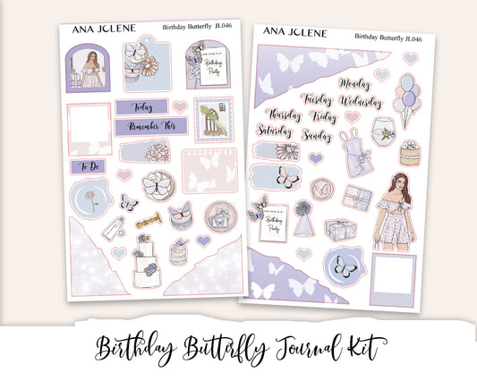 BIRTHDAY BUTTERFLY Mini Journal Sticker Kit