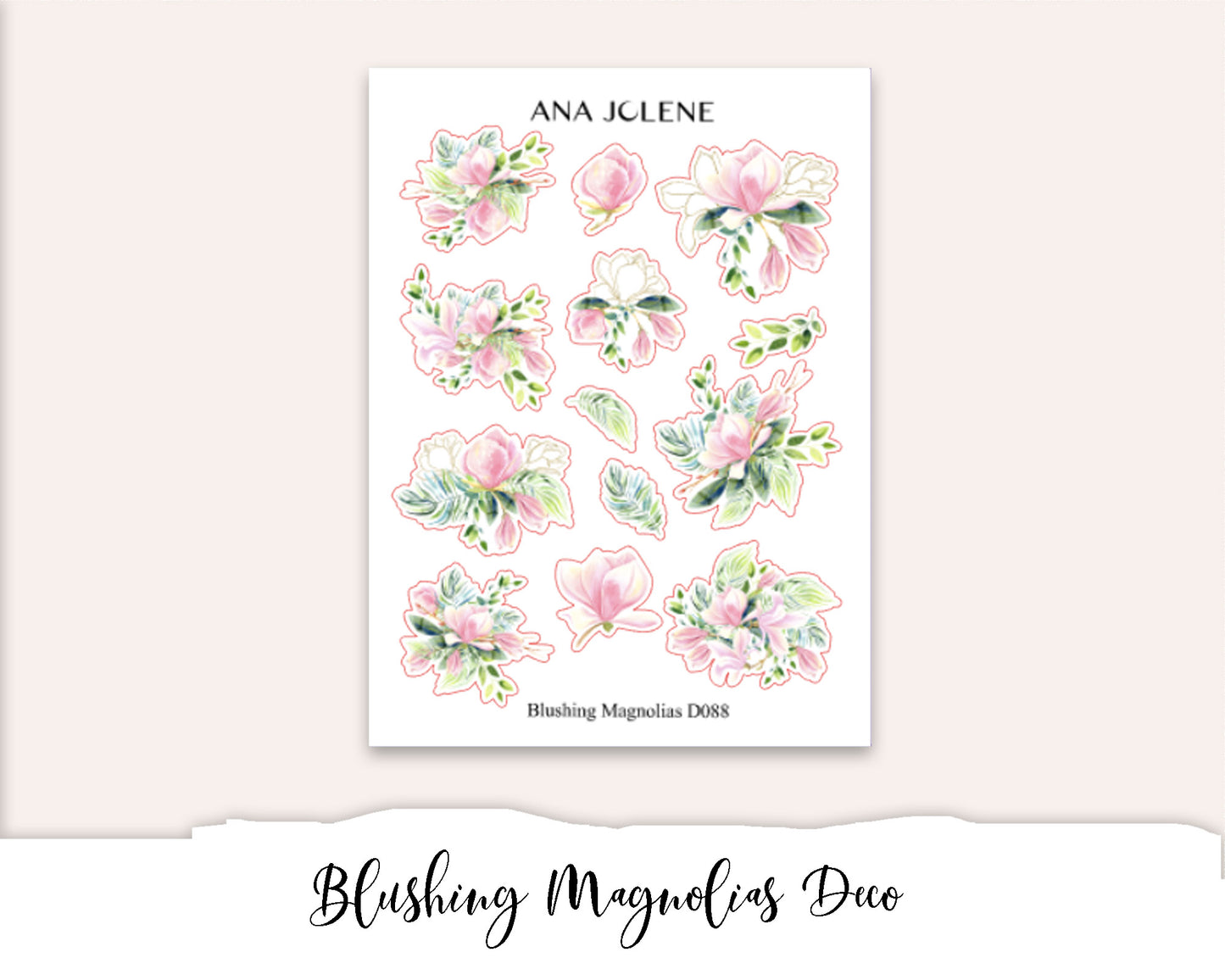 BLUSHING MAGNOLIAS Hobonichi Cousin Weekly Planner Sticker Kit