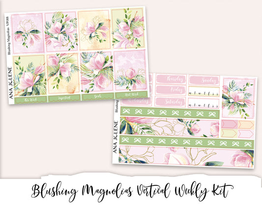 BLUSHING MAGNOLIAS Planner Sticker Kit (Vertical Weekly)