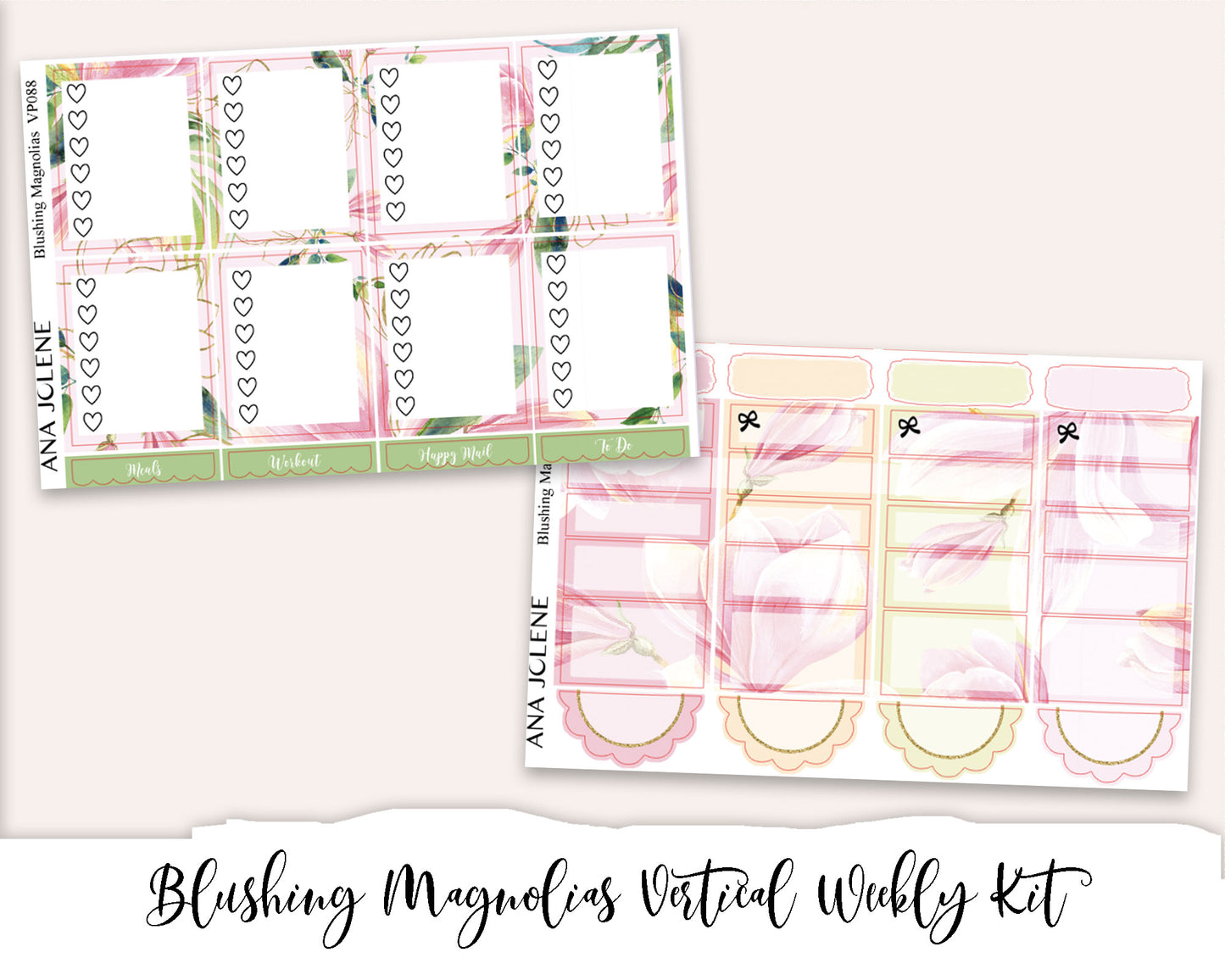 BLUSHING MAGNOLIAS Planner Sticker Kit (Vertical Weekly)