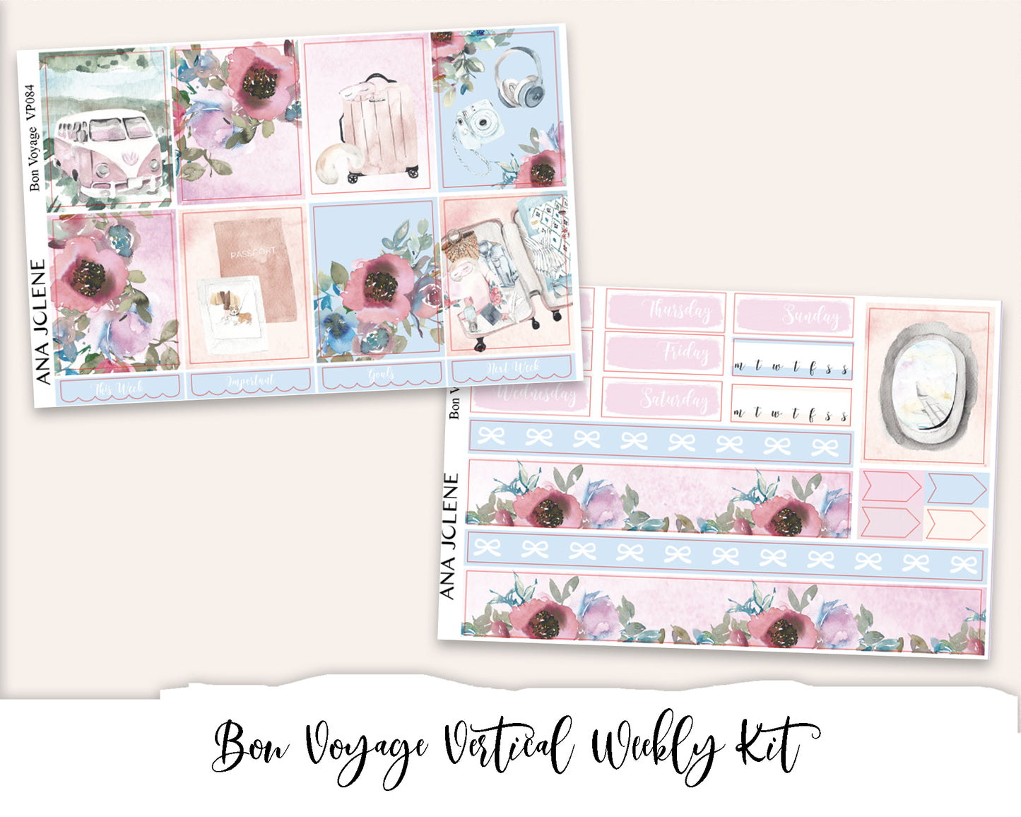 BON VOYAGE Planner Sticker Kit (Vertical Weekly)