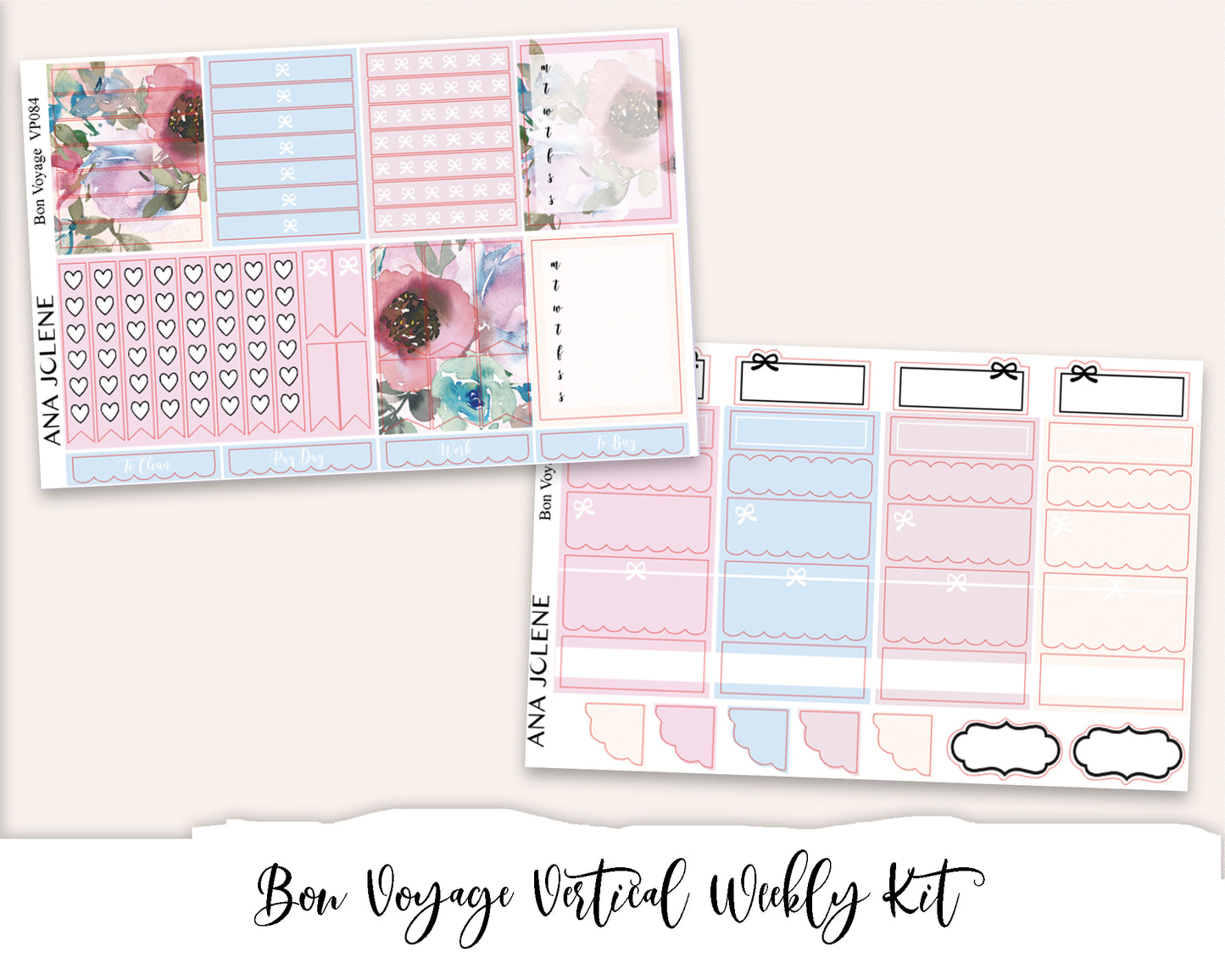BON VOYAGE Planner Sticker Kit (Vertical Weekly)
