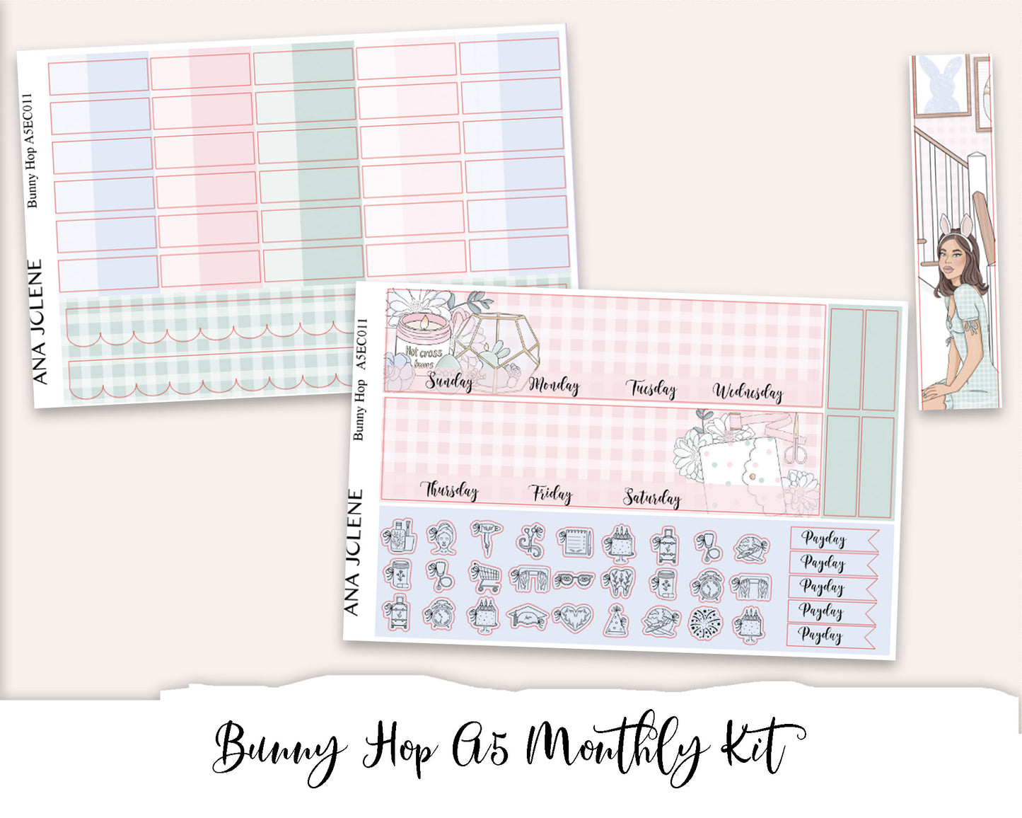 BUNNY HOP EC A5 Monthly Planner Sticker Kit