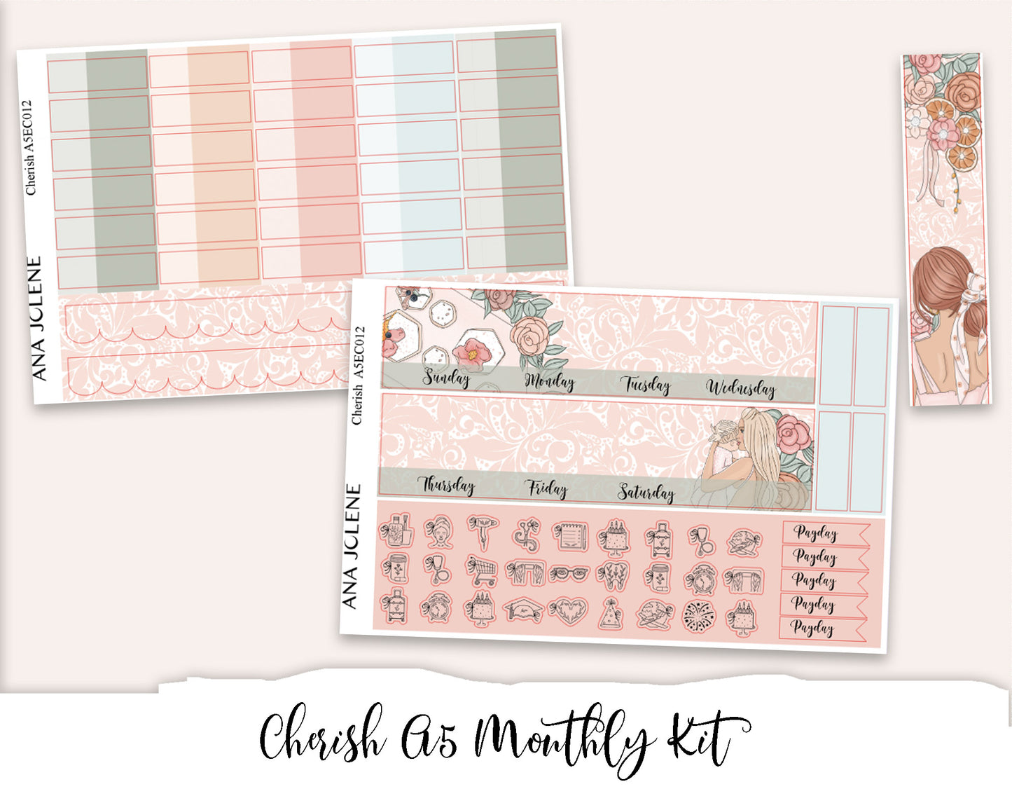 CHERISH EC A5 Monthly Planner Sticker Kit