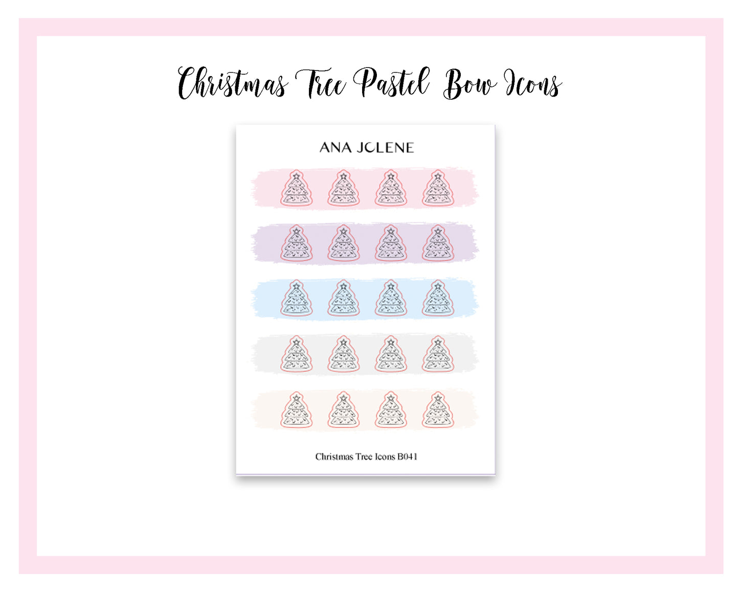 Christmas Tree Pastel Bow Icon Stickers