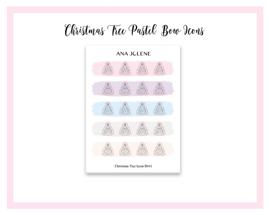 Christmas Tree Pastel Bow Icon Stickers