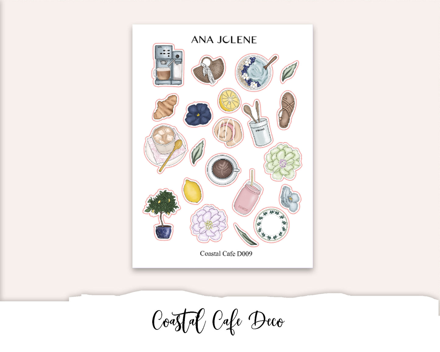 COASTAL CAFE Mini Journal Sticker Kit
