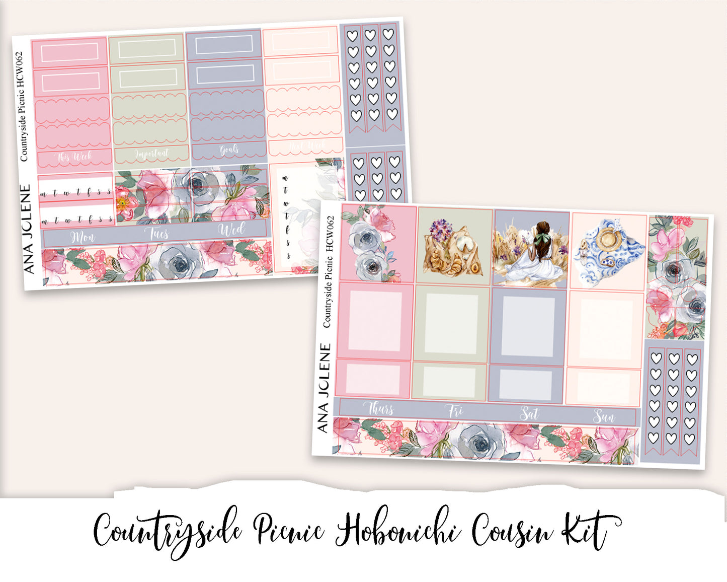COUNTRYSIDE PICNIC Hobonichi Cousin Weekly Planner Sticker Kit