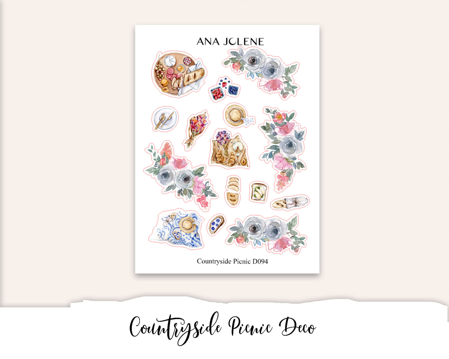 COUNTRYSIDE PICNIC Hobonichi Cousin Weekly Planner Sticker Kit