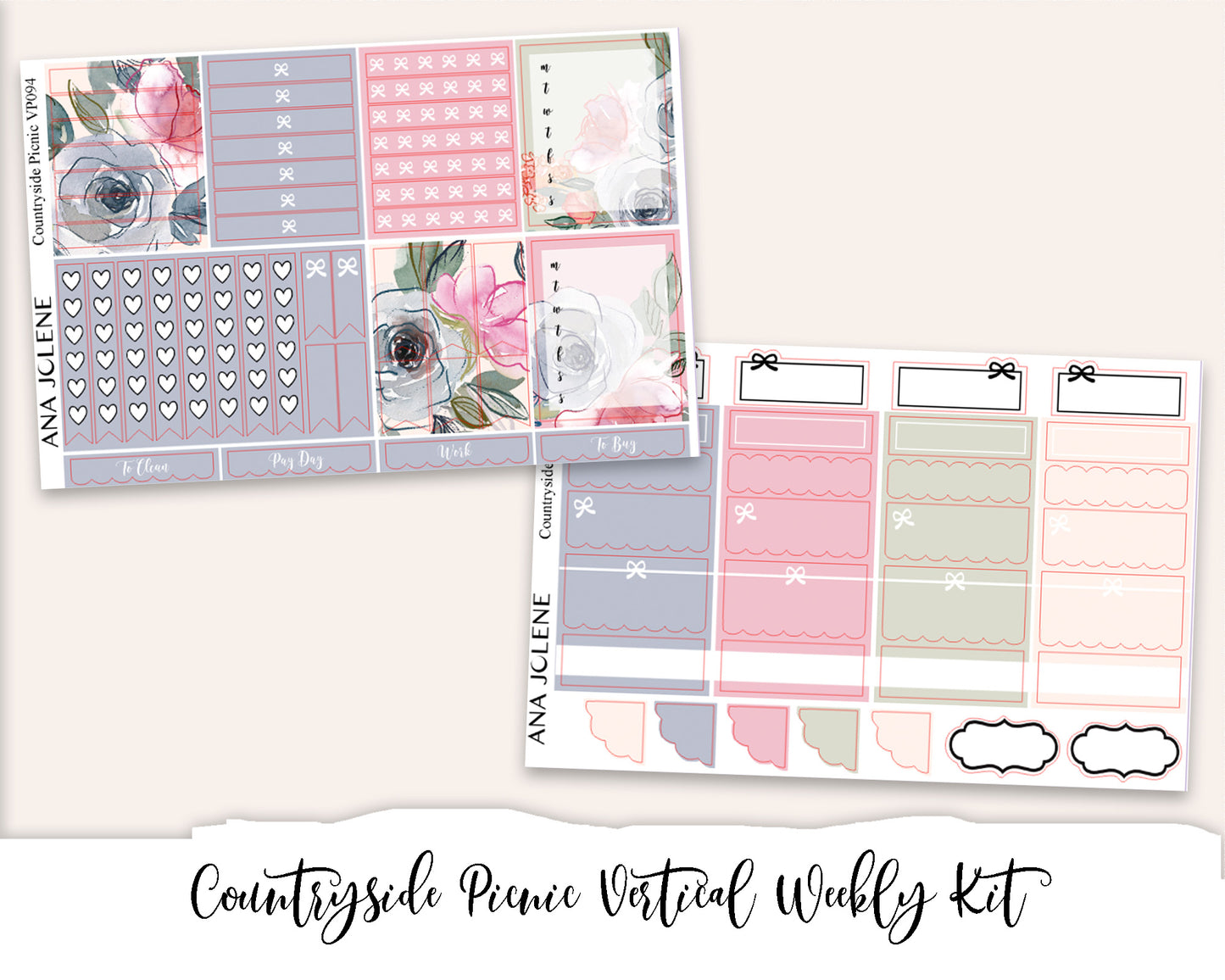 COUNTRYSIDE PICNIC Planner Sticker Kit (Vertical Weekly)