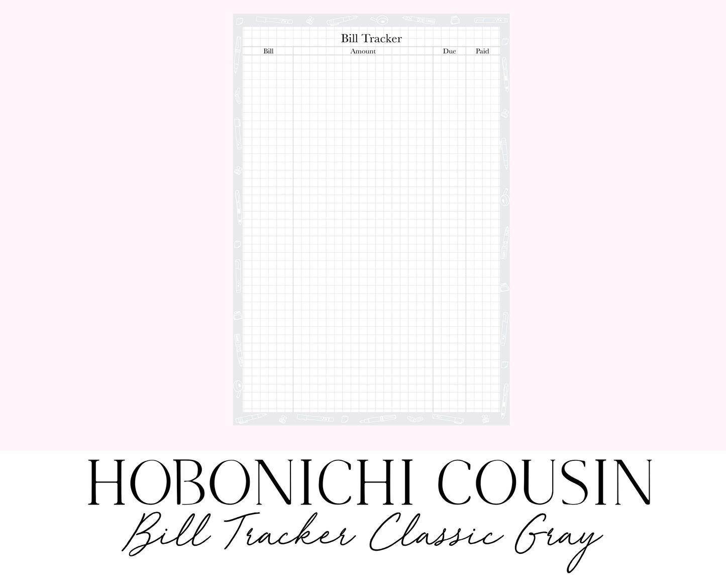 Hobonichi Cousin A5 Bill Tracker Classic Gray (Full Page Printable Stickers)