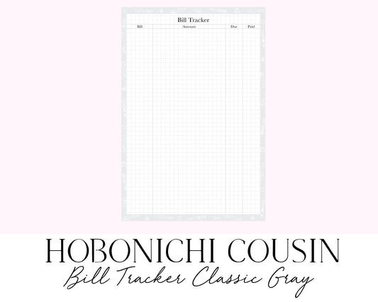 Hobonichi Cousin A5 Bill Tracker Classic Gray (Full Page Printable Stickers)