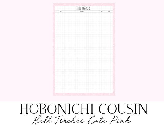 Hobonichi Cousin A5 Bill Tracker Cute Pink (Full Page Printable Stickers)
