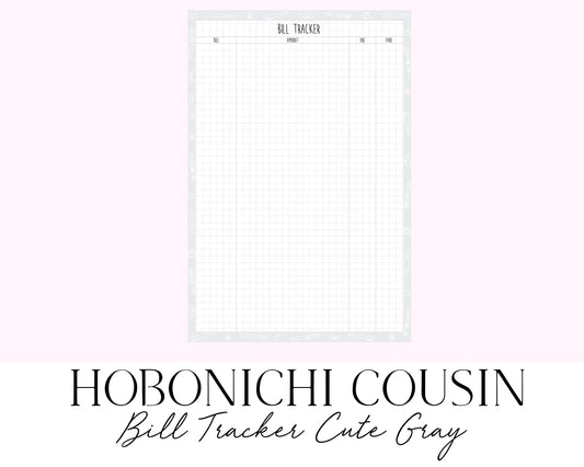 Hobonichi Cousin A5 Bill Tracker Cute Gray (Full Page Printable Stickers)