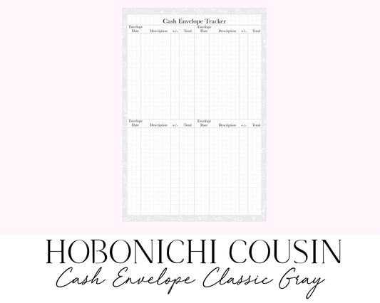 Hobonichi Cousin A5 Cash Envelope Tracker Classic Gray (Full Page Printable Stickers)