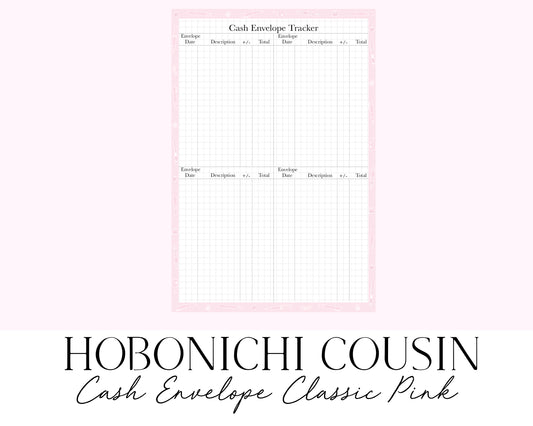 Hobonichi Cousin A5 Cash Envelope Tracker Classic Pink (Full Page Printable Stickers)