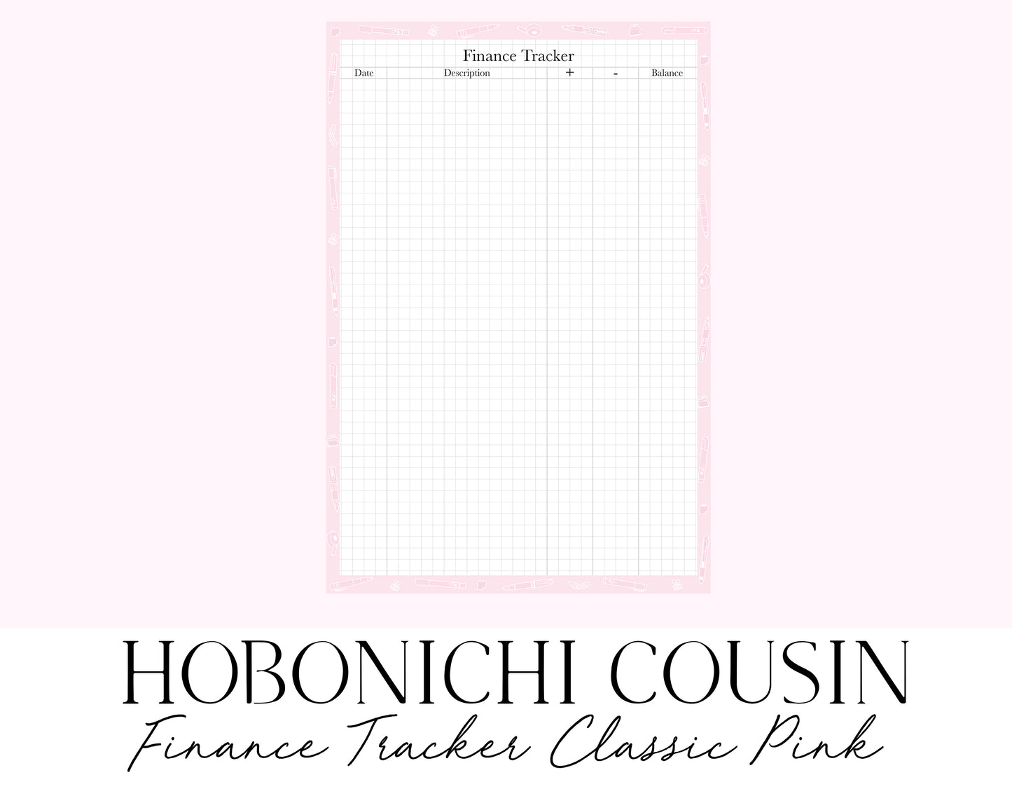 Hobonichi Cousin A5 Finance Tracker Classic Pink (Full Page Printable Stickers)