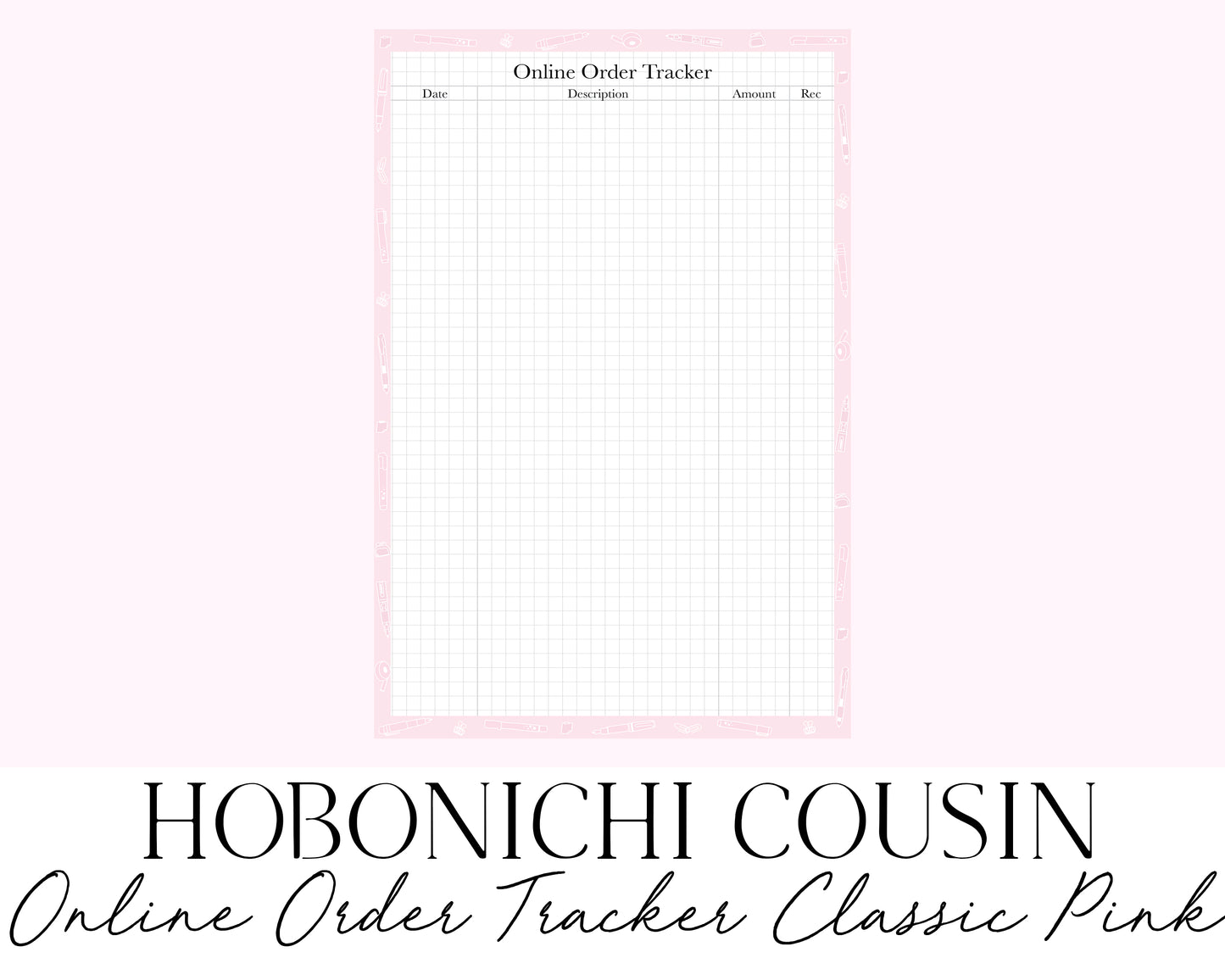 Hobonichi Cousin A5 2023 Online Order Tracker Classic Pink (Full Page Printable Stickers)