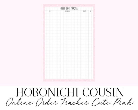 Hobonichi Cousin A5 2023 Online Order Tracker Cute Pink (Full Page Printable Stickers)