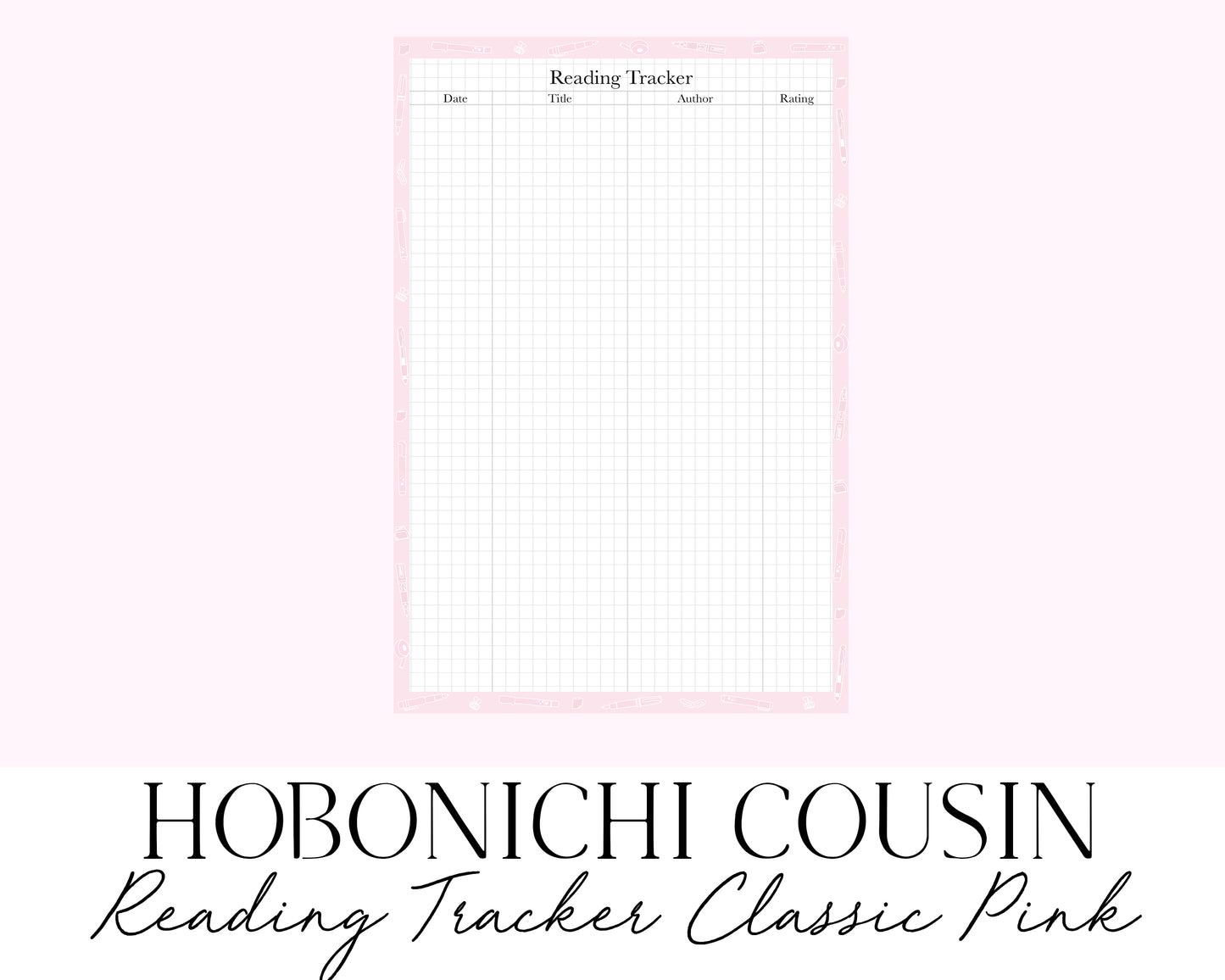 Hobonichi Cousin A5 2023 Reading Tracker Classic Pink (Full Page Printable Stickers)