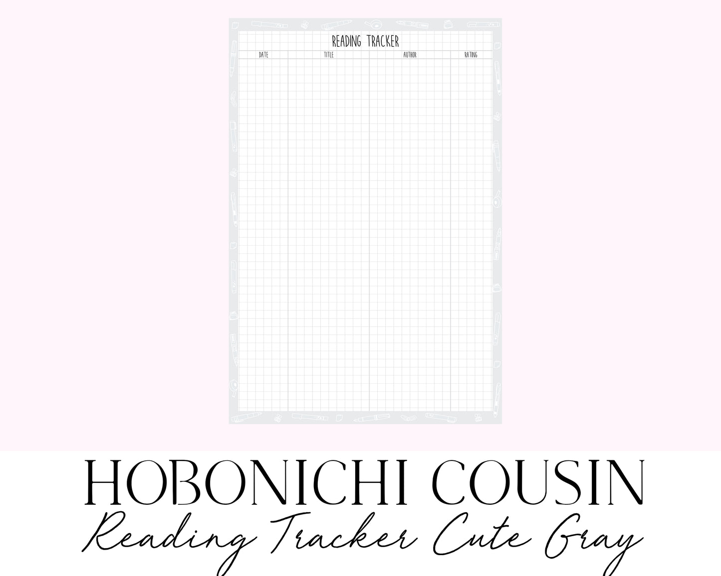 Hobonichi Cousin A5 2023 Reading Tracker Cute Gray (Full Page Printable Stickers)